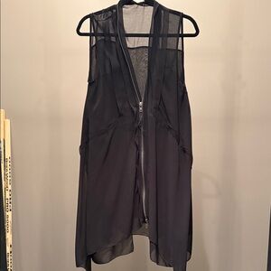 Black Sleeveless Sheer Vest